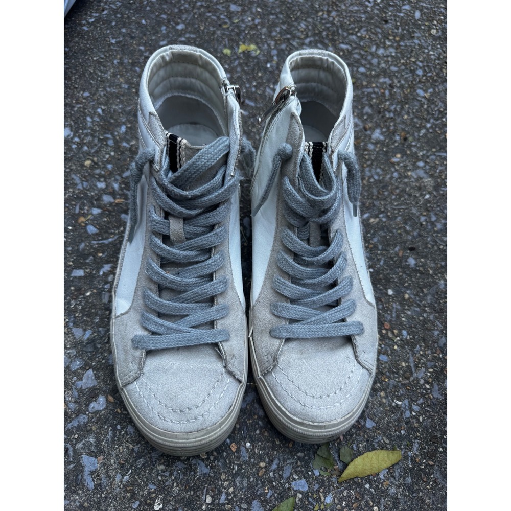 Shu Shop Roxanne Women's High Top Sneakers White Grey Star Side Zip Size 7